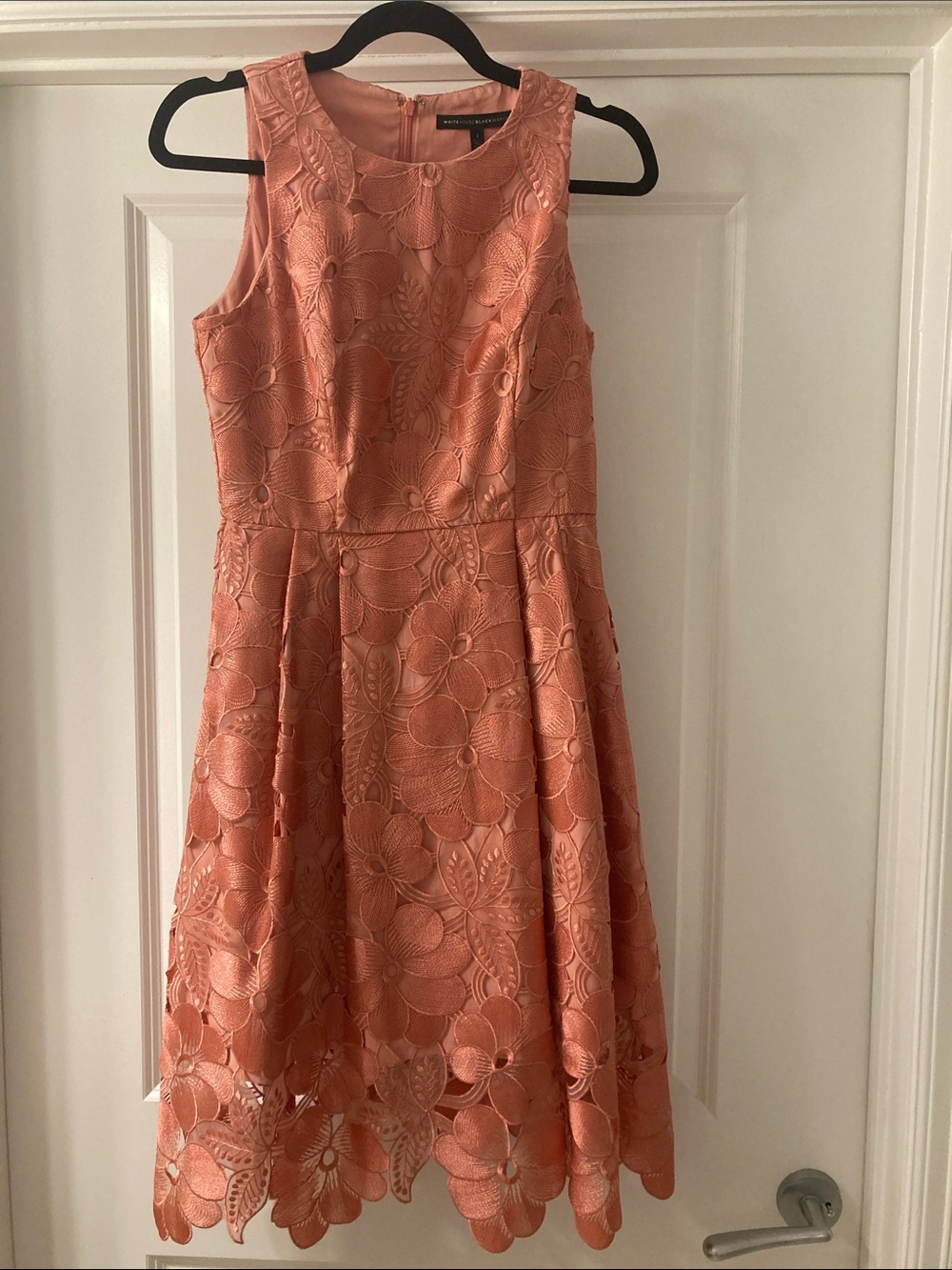 White House Black Market Coral Lace Fit & Flare Dress